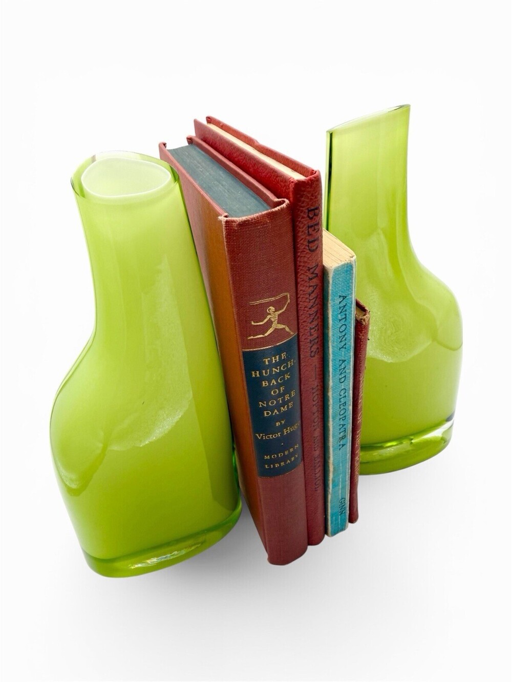 Vintage Retired IKEA Okkso Lime Green 7.5 Inch Asymmetrical Blown Glass Bud Vase